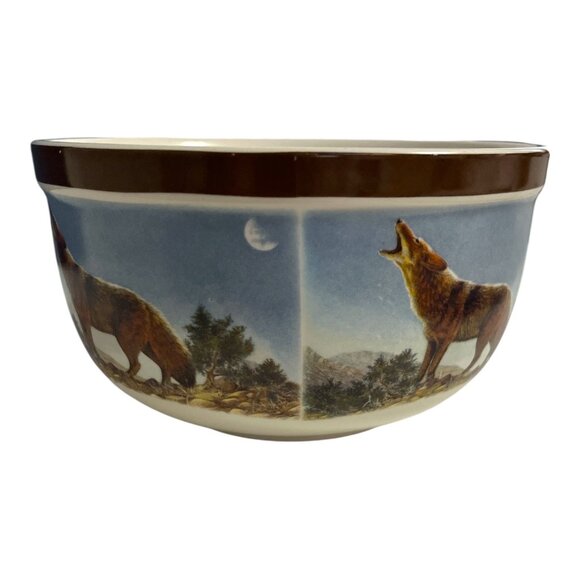 National Wildlife Federation Ceramic Bowl – Howling Coyote Design – 1990s - Picture 2 of 4